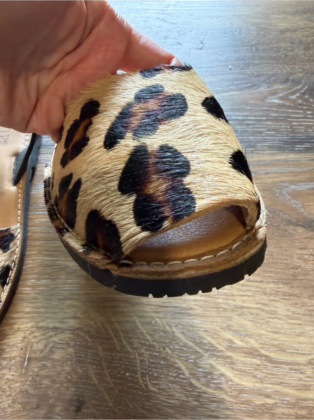 Leopard Print Slingback Sandals - Tan/Black — image 3 of 6